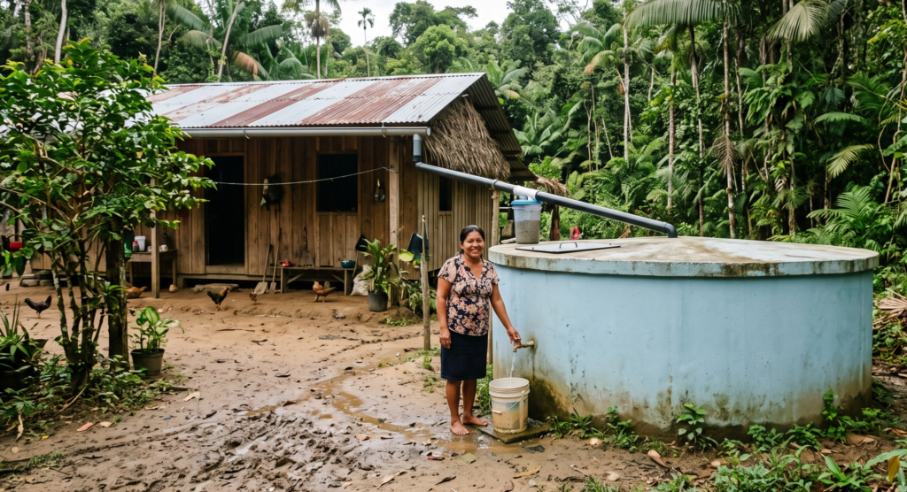 Cisterna em região amazônica. (Imagem gerada po IA)